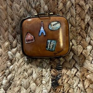 Porcelain Suitcase Trinket Box World Traveler Luggage.